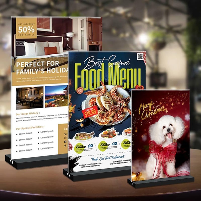 Seencool Acrylic Sign Holder 4x6, 12 Pack Clear Double Sided Menu Vertical Display Stand for Restaurants, Office, Store, Show Fair - Image 5